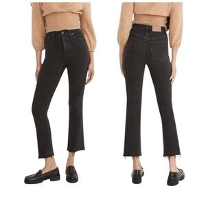 Madewell Black Rinse Cali Demi-Boot Chewed Hem Jeans Womens Size 29
